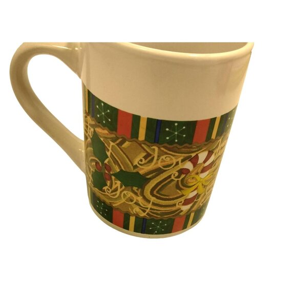 Royal Norfolk Christmas Coffee Cup Mug Joy Cardinal Abstract Design Holly Tree - Picture 7 of 9